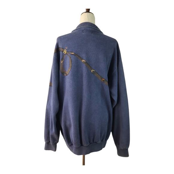 Tiger Brand Blue Brown Gold Equestrian Horse Snaffle Rein Vintage Sweatshirt 3XL - Picture 3 of 4
